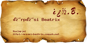 Árpási Beatrix névjegykártya