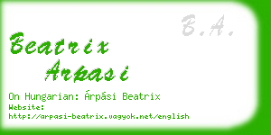 beatrix arpasi business card