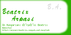 beatrix arpasi business card